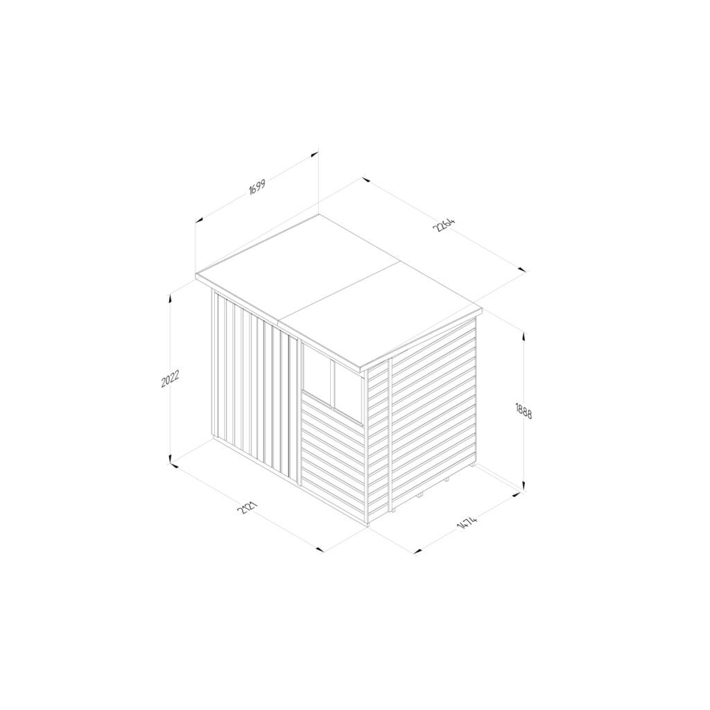 Beckwood 7×5 Pent Shed – 2 Windows – Double Door with Installation 5013053204139 2